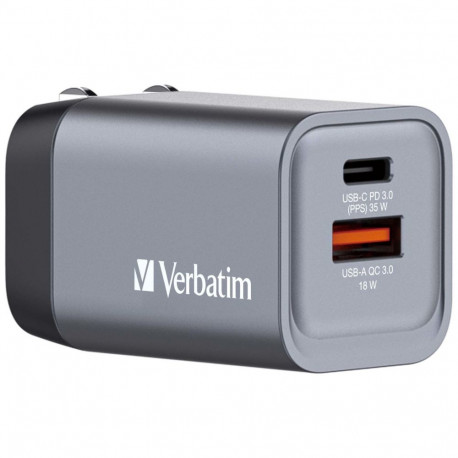 Verbatim GNC-35 GaN Charger 34W 1xUSB-C PD, 1xUSB-A QC 3.0 32200