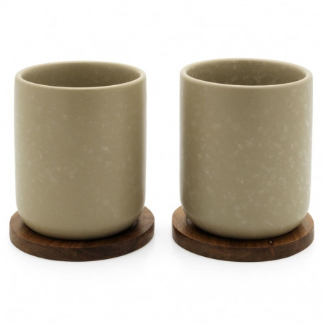 1x2 Bredemeijer Tea Cups Umea 200ml beige with coaster  142025