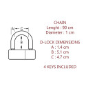Master Lock Steel Chain with keyed Mini U-Lock 8234EURDPRO