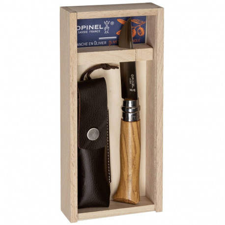 Opinel No. 08 oliivipuu + tupp pliiatsikarbis