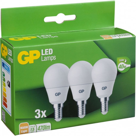 1x3 GP Lighting A45 mini gloobus E14, 5,6W (40W) 470lm GP 087854