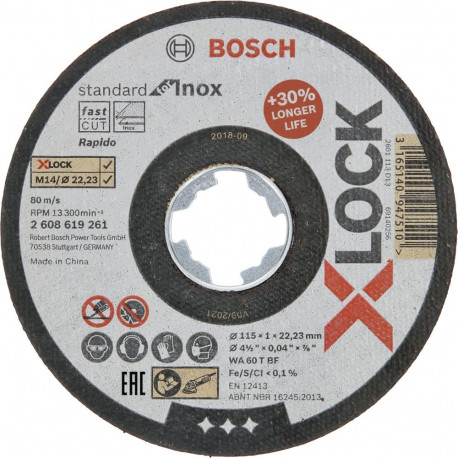 Bosch X-LOCK lõikeketas 115x1,0 Std f INOX