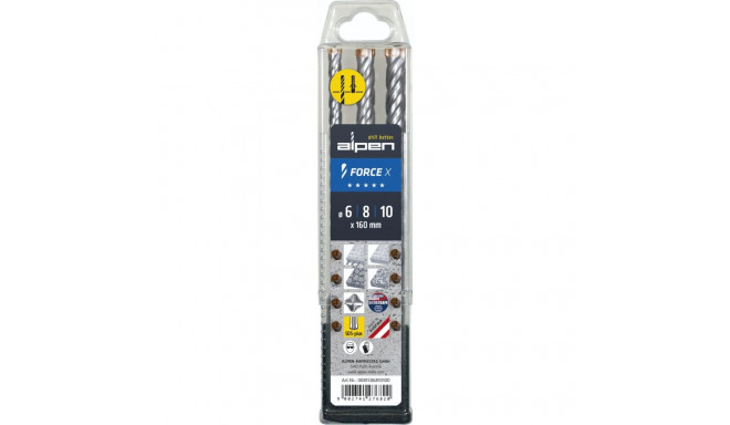 Alpen SDS+ FORCE X komplekt 3 tk 6-8-10x160