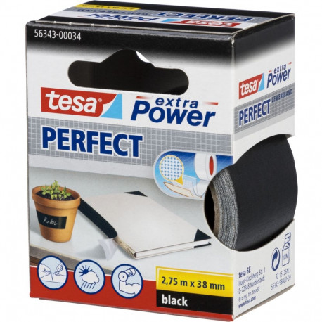 Tesa riidest teip 2,75m x 38mm extra Power must Perfekt 56341
