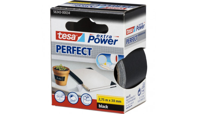Tesa Cloth Tape 2,75m x 38mm extra Power black Perfekt 56341