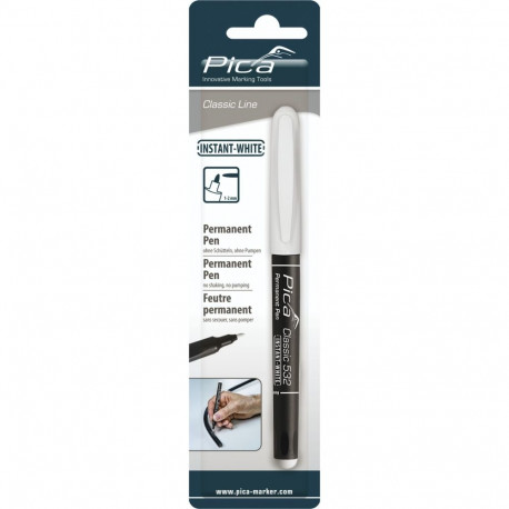 Pica Permanent Marker INSTANT white, Bullet Tip, 1-2mm  Retail