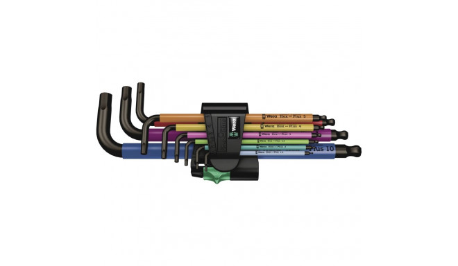 WERA 950 SPKL/9 SM N mitmevärviline Hex-Plus kuuskantvõtmete komplekt kõrge pöördemoment