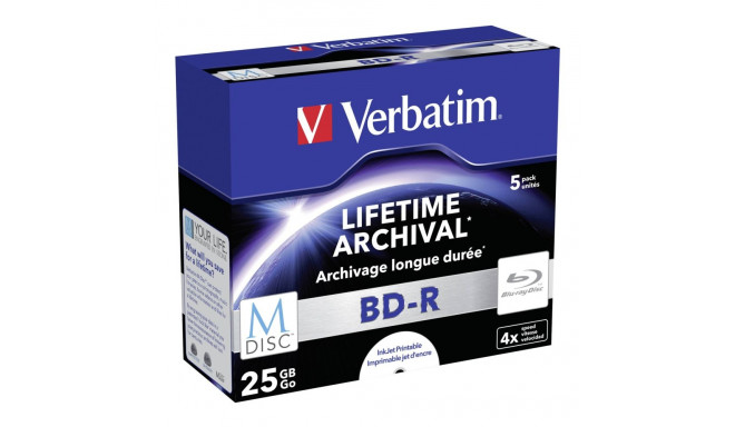 1x5 Verbatim M-Disc BD-R Blu-Ray 25GB 4x kiirus, Jewel Case trükk