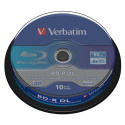 1x10 Verbatim BD-R Blu-Ray 50GB 6x Kiirus, valge-sinine Cakebox