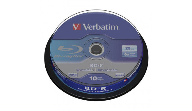 1x10 Verbatim BD-R Blu-Ray 25GB 6x white sinine Cakebox