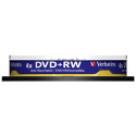 1x10 Verbatim DVD+RW 4,7GB 4x Kiirus, matt hõbedane Cakebox