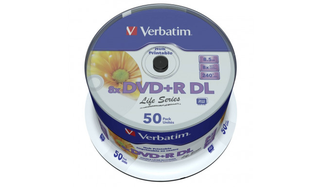 1x50 Verbatim DVD+R DL lai pr. 8x kiirus, 8,5GB Life Series