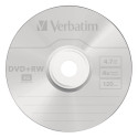 1x5 Verbatim DVD+RW 4,7GB 4x Kiirus, matt hõbedane Jewel karp