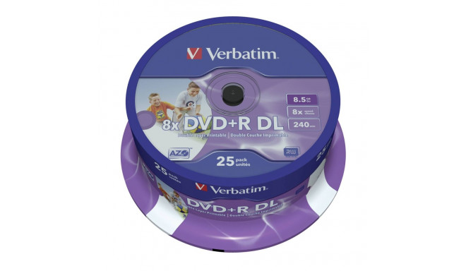 1x25 Verbatim DVD+R Double Layer 8x Speed, printable, 8,5GB