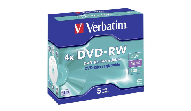 1x5 Verbatim DVD-RW 4,7GB 4x kiirus, Jewel Case