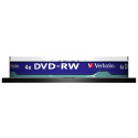 1x10 Verbatim DVD-RW 4,7GB 4x Kiirus, matt hõbedane Cakebox