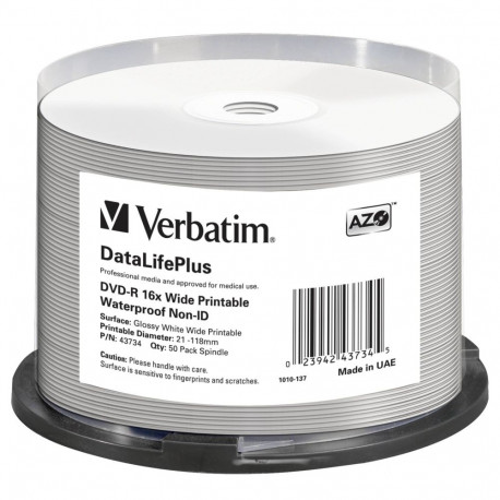1x50 Verbatim DVD-R 4,7GB 16x lai läikiv veekindel print