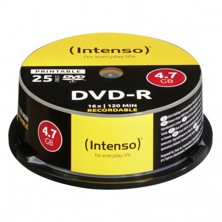 1x25 Intenso DVD-R 4,7GB 16x kiirus Cakebox prinditav
