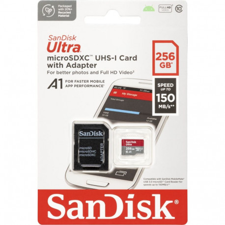 SanDisk Ultra microSDXC A1 256GB 150MB/s adapteriga SDSQUAC-256G-GN6MA