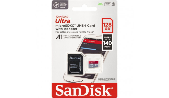 SanDisk Ultra microSDXC A1 128GB 140MB/s adapter SDSQUAB-128G-GN6MA