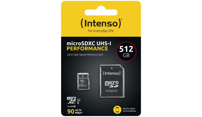 Intenso microSDXC 512GB C10 UHS-I U1 Performance adapter