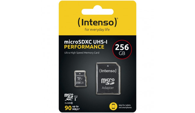 Intenso microSDXC 256GB C10 UHS-I U1 Performance adapter