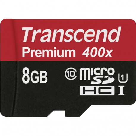 Transcend microSDHC 8GB Class 10 UHS-I 400x + SD adapter