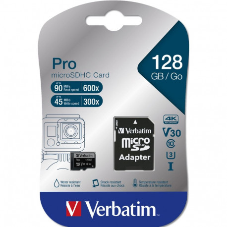 Verbatim microSDXC Pro 128GB Class 10 UHS-I koos adapteriga