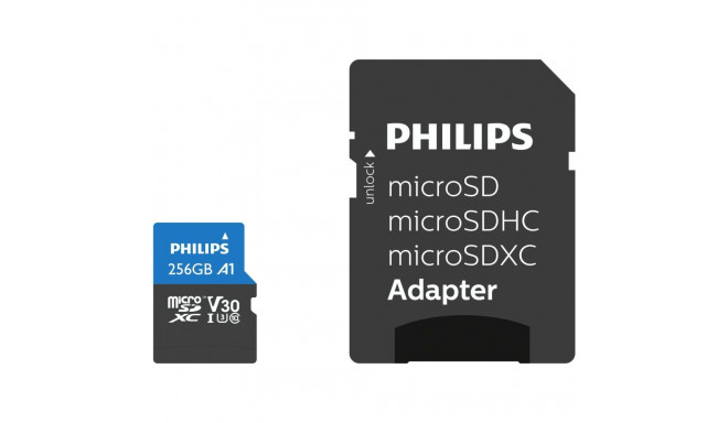 Philips MicroSDXC kaart 256GB Class 10 UHS-I U3 koos adapteriga