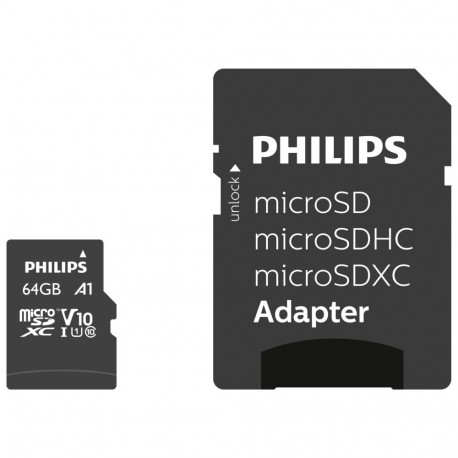 Philips MicroSDXC kaart 64GB Class 10 UHS-I U1 koos adapteriga
