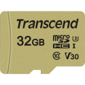 Transcend microSDHC 500S 32GB Class 10 UHS-I U3 V30 Adapteriga