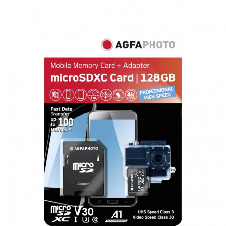 AgfaPhoto MicroSDXC UHS I  128GB Prof. High Speed U3 / V30 / A1