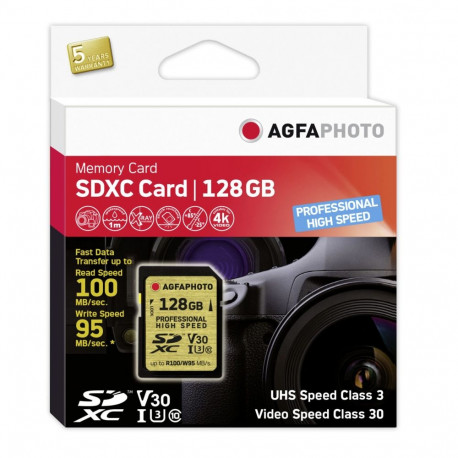 AgfaPhoto SDXC UHS I 128GB professionaalne suure kiirusega U3 V30