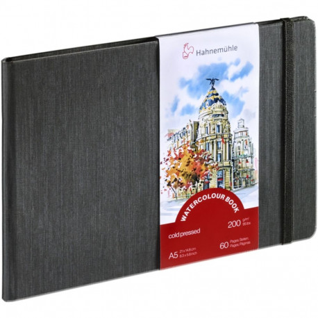 Hahnemühle akvarelliraamat A5 horisontaalne formaat 60 lehekülge 200g