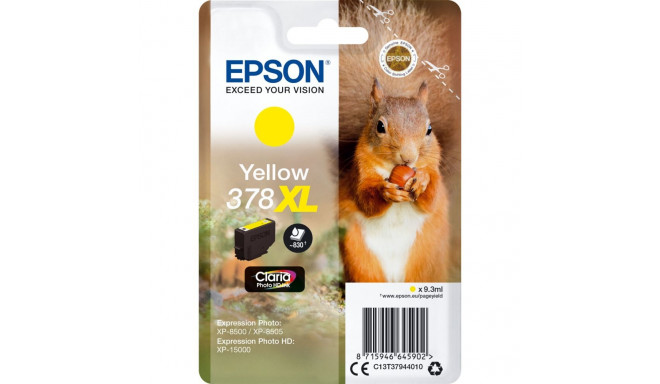 Epson tindikassett kollane Claria Photo HD 378 XL T 3794