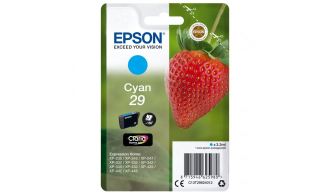 Epson tindikassett tsüaan Claria Home 29 T 2982