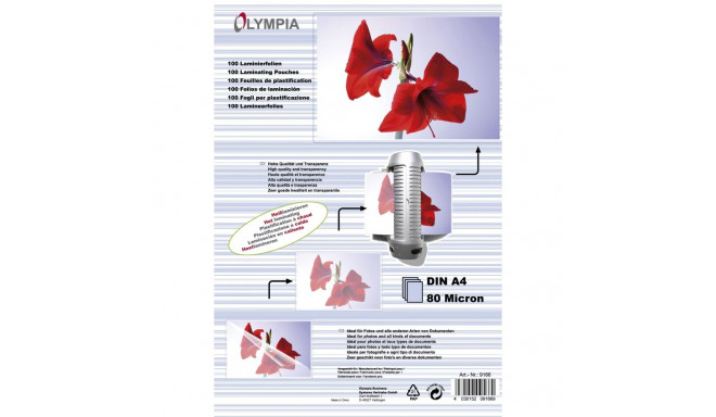 1x100 Olympia Laminating pouches DIN A4 80 micron            9166