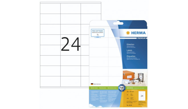 Herma sildid 70x36 valge matt 10 lehte DIN A4 240 tk 8638