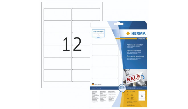 Herma eemaldatavad sildid 96x42,3 25 lehte DIN A4 300 tk 4348