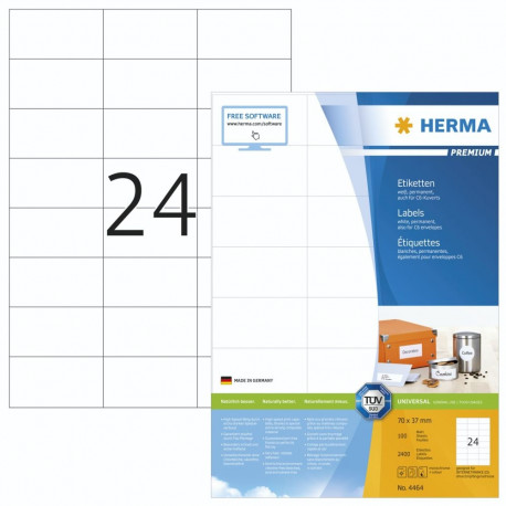 Herma Premium sildid 70x37 100 lehte DIN A4 2400 tk 4464