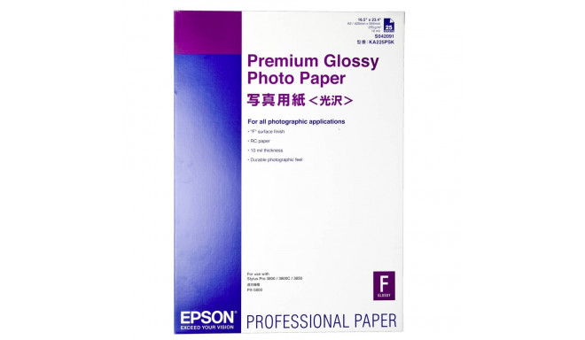 Epson Premium Glossy fotopaber A2, 25 lehte, 255g S042091