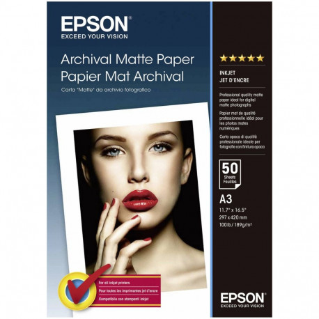 Epson Archival Matte Paper A3, 50 lehte, 189 g S 041344