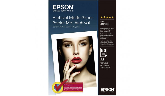 Epson Archival Matte Paper A 3, 50 Sheet, 189 g    S 041344