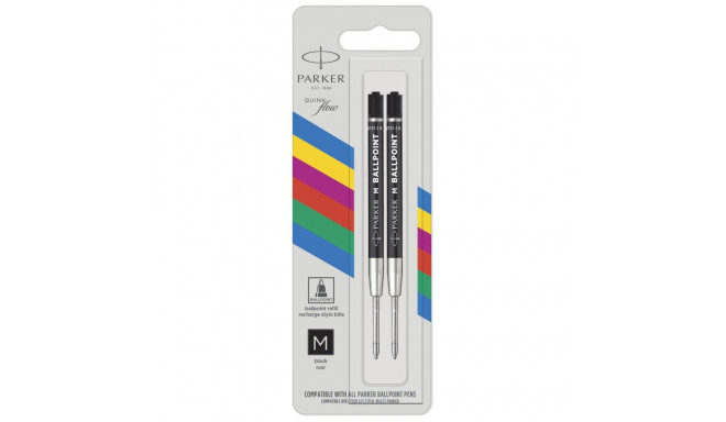 1x2 Parker Quinkflow Basic Ballpoint Pen Refill M black