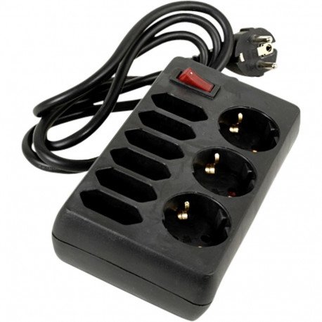 REV Socket line 9-fold 1,4 m w. switch black