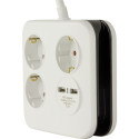 REV PowerQuad 3-fold 2x USB white Multiple Socket Outlet