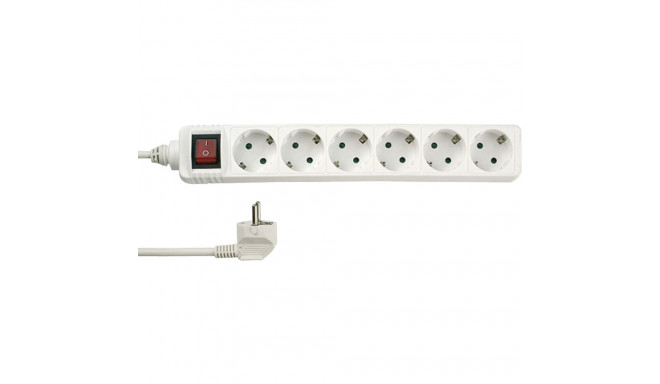 REV Socket line 6-fold 1,4 m w. switch white