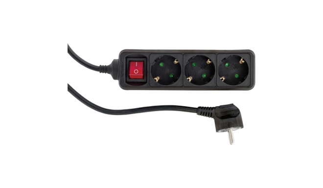 REV Socket line 3-osaline 1,4 m must lülitiga