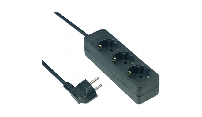 REV Socket line 3-fold 3,0 m black