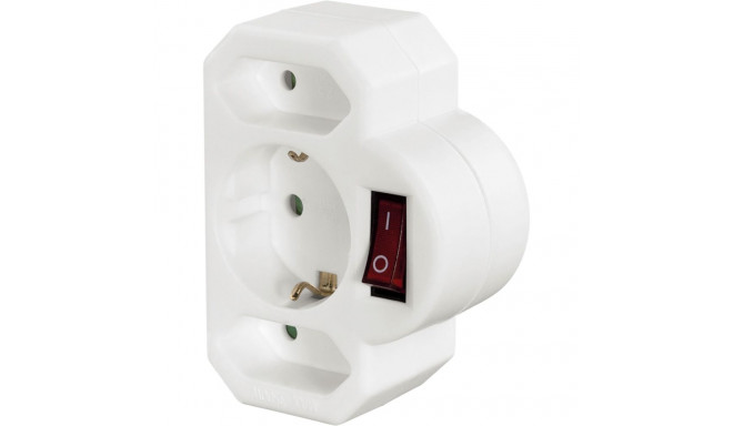 Hama 3-kordne pistikupesa lülitiga valge adapter